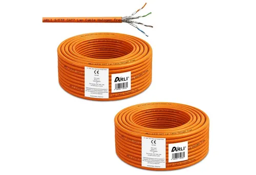 ARLI Cat7 200 m Verlegekabel - Hochgeschwindigkeitsnetzwerk - Netzwerkkabel Cat7, 2x 100 m, unterstützt bis zu 10 Gbit/s, ideal für feste Installationen in Gebäuden, halogenfrei und flexibel einsetzbar für private und gewerbliche Anwendungen.