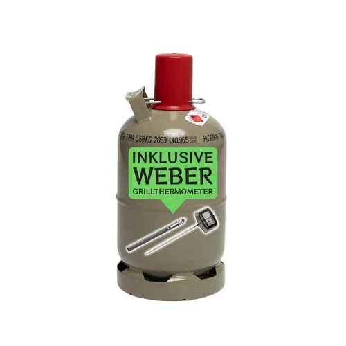 BlueCraft Gas 5 kg Propangasflasche mit Weber Grill Thermometer - Gaskartuschen für Grillliebhaber, ideal für präzises Grillen dank dem inkludierten Weber Grill Thermometer.