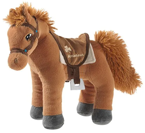 Heunec Kuscheltier Bibi und Tina - Pferd Amadeus, 30 cm - Weiches Kuscheltier aus hochwertigem Synthetikplüsch, ideal zum Spielen und Kuscheln. Waschbar bei 30 Grad, perfekt für Kinder ab Geburt. Mit süßen Details wie einer braunen Mähne und gestickten Augen.