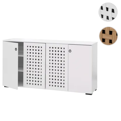 Sideboard HWC-N87 - Kommode mit 4 Türen und 9 Staufächern - Anrichten mit 3D-Flecht-Design, bietet großzügigen Stauraum und flexible Regalböden für individuelle Anpassung. Ideal für ein stilvolles Zuhause.