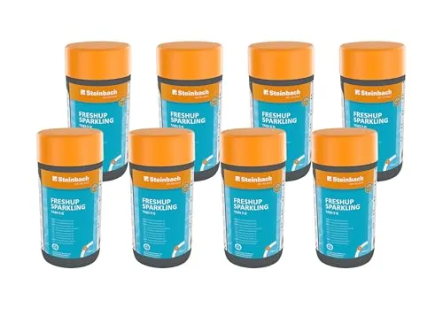 Steinbach FreshUp Sparkling Tabs 5 g - Schnelle Poolpflege für klare Wasserqualität bis 5 m³ - Effektive Poolpflege mit schnelllöslichen 5 g Tabs für kleine Becken bis 5 m³. Einfach in der Anwendung, sorgen sie für hygienisch sauberes Wasser ohne Rückstände. Ideal für die Erstdosierung und regelmäßige Pflege.