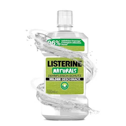 Listerine Naturals Zahnfleisch-schutz Mundspülung - Mundspülung für gesunde Zähne und Zahnfleisch, alkoholfrei und biologisch abbaubar. 96% natürliche Inhaltsstoffe sorgen für ein frisches Mundgefühl und bekämpfen Bakterien effektiv.
