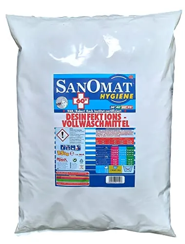 Sanomat Desinfektionswaschmittel 15 Kg - Spezialwaschmittel zur chemo-thermischen Wäschedesinfektion, VAH und RKI zertifiziert, ideal für Pflegeeinrichtungen und Gastronomie.