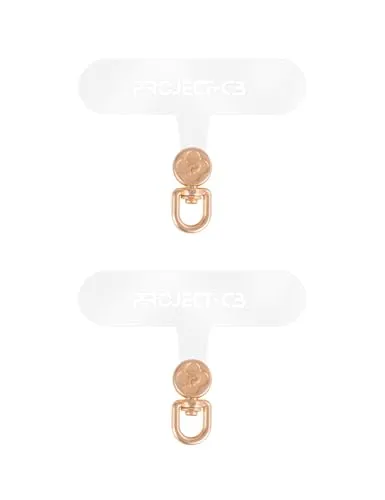 project-cb Phone Tether Tab 2 Pack,Universal Phone Lanyard Patch Without Adhesive,Phone Strap Replacement Part for Cell Phone (Transparent-Gold)