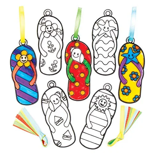 Baker Ross Sonnenfänger-Dekorationen „Flip-Flop“ (8er-Pack), perfekt für Kinder zum Dekorieren und Aufkleben, ideal für Heimwerkerarbeiten, Schularbeiten, Bastelgruppenprojekte und mehr