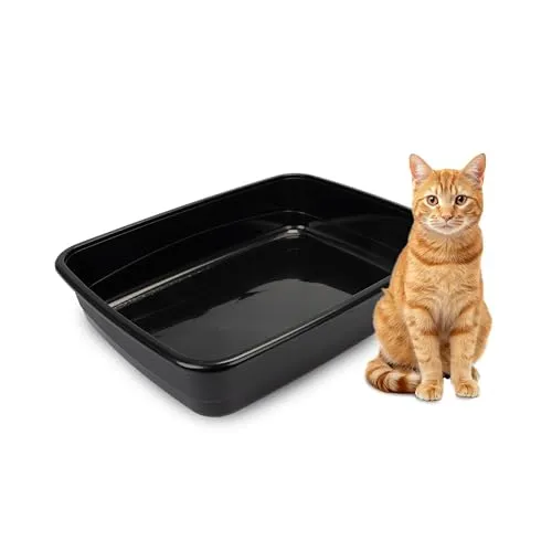 Ferplast Lettiera Gatto, Toilette per Gatti Aperta, Lettiera Animali Domestici, con Bordi Alti, 49,5 x 64,5 x h 14,5 cm, NIP 30 Lettiera Gatto Grande, Nero