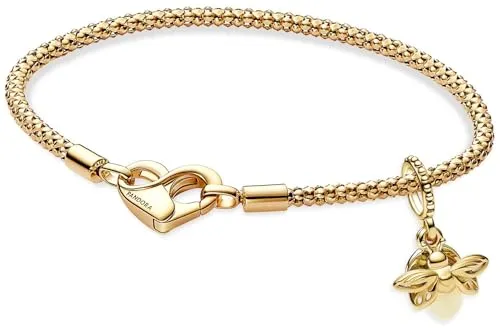 Pandora Charm-Armband Goldfarben Leuchtendes Glühwürmchen Geschenkset - Charm-Armband aus glänzendem Glas, 20 cm, ideal als Geschenk für besondere Anlässe und stilvolle Akzente.