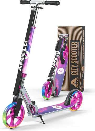 Apollo XXL Wheel Scooter - Klappbarer Cityroller mit 200 mm LED Wheels, höhenverstellbar für Kinder ab 6 Jahren und Erwachsene bis 100 kg