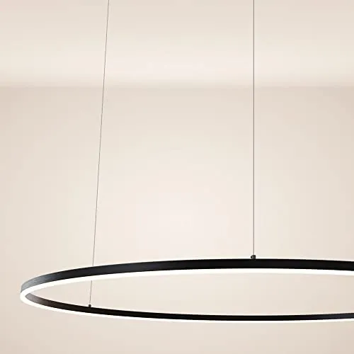 s.luce LED Ring Pendelleuchte rund - Elegante Hängelampe für Wohnzimmer - Moderne Pendelleuchte mit zentrischer oder exzentrischer Aufhängung. Stufenlos dimmbar und ideal für stimmungsvolle Beleuchtung über Esstisch oder Schreibtisch.