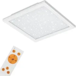 BRILONER LED Deckenlampe mit Sternenhimmel - Flache LED Deckenleuchte für Wohnräume, dimmbar und mit Farbtemperatursteuerung von warm- bis kaltweiß, inklusive Fernbedienung für komfortable Bedienung.