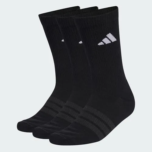 adidas Unisex Cushioned Sportswear Crew Socks 3 Pair Pack, black/black/white, 45-48