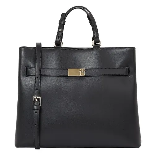 Tommy Hilfiger TH Heritage Satchel - Damen Henkeltasche aus hochwertigem Lederimitat, mit verstellbarem Schulterriemen und stylischem TH-Schmuckelement für einen eleganten Look.