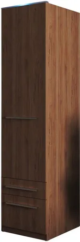 Kleiderschrank PRIESS "Barcelona" in Eichefarben, 48cm Breite - Kleiderschränke mit viel Stauraum und geräumigen Schubkästen, inklusive Spiegel und optionaler LED-Beleuchtung – ideal für Ordnung im Schlafzimmer, MADE IN GERMANY.