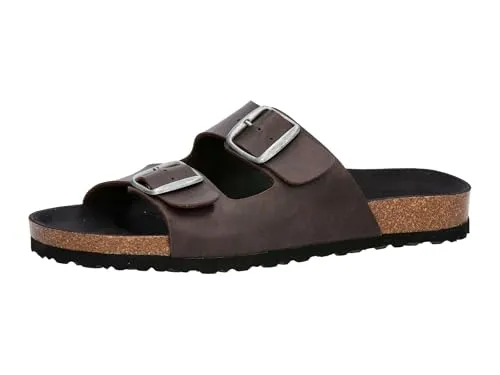Lico Pantolette Bioline Man Vegan Herren Hausschuh, Braun, 41 EU - Wanderschuhe aus veganen Materialien mit verstellbaren Schnallen und dämpfungsaktiver EVA-Laufsohle für optimalen Komfort.