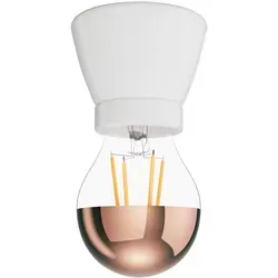ledscom.de E27 Porzellan Lampen-Fassung MINZ, rund, weiß, inkl. E27 Lampe, 839lm, warmweiß