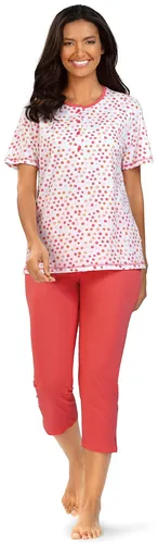Damen Schlafanzug Pyjama COMTESSA 7/8 Hose Baumwolle - Bequemer Damen Schlafanzug mit 7/8 Hose aus 100% Baumwolle, ideal für jede Jahreszeit. Mit runder Ausschnitt und Knopfleiste für einen modernen Look.
