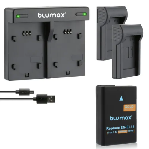1x Akku + Lader für Nikon EN-EL14  D3300  D5500 D5600 P7700 P7800 1300 mAh