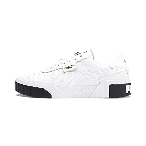 PUMA Damen Cali Wn's Turnschuhe - Puma White-Puma Black, 40 EU - Damen-Sneaker mit hochwertigem Leder-Obermaterial, ideal für Alltag und Sport, bietet festen Sitz durch durchgehende Schnürung.