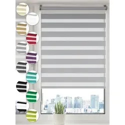 Doppelrollo Klemmfix ohne Bohren Rollos für Fenster und Tür Seitenzugrollo, Sonello, blickdicht, ohne Bohren, freihängend, Klemmfix, 80cm x 100cm Grau Duo Rollo, Lichtschutz, Jalousie mit Klemmträger grau 80 cm x 100 cm