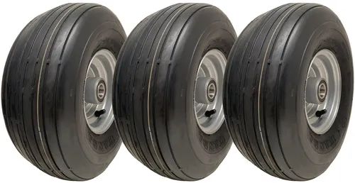 15x6.00-6 Multi Rib Lawnmower Wheels 6ply P508 Tyre Rim 20mm Bearings (Set of 3)