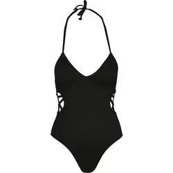 URBAN CLASSICS Monokini Urban Classics Damen Ladies Rib Swimsuit schwarz XS