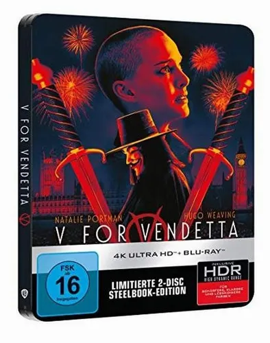 V wie Vendetta - 4K Ultra HD + Blu-ray Steelbook - Filme: Limitierte Steelbook-Edition mit 4K Ultra HD und Blu-ray, perfektes Geschenk für Fans und Sammler, Veröffentlichung am 21.08.2025.