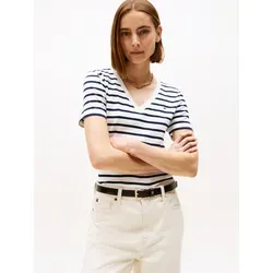 Tommy Hilfiger Damen T-Shirt Kurzarm New Slim Cody - T-Shirts für Damen, aus 100% Baumwolle für höchsten Tragekomfort, ideal für Freizeit und Büro, mit Tommy Hilfiger Flag für einen lässigen Look.