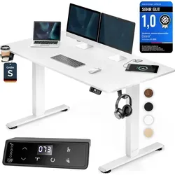 Casaria Elektrisch höhenverstellbarer Schreibtisch mit Memory-Funktion - Praktischer Schreibtisch mit elektrischer Höhenverstellung und Wireless Charger. Perfekt für ergonomisches Arbeiten und individuelle Anpassung an Ihre Bedürfnisse.