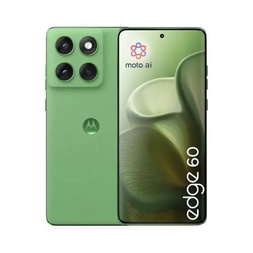 Motorola Moto Edge 60, 5G Smartphone mit 8GB RAM und 256GB Speicher, Grün - Handys ohne Vertrag mit 6,67 Zoll pOLED-Display, 120 Hz Bildwiederholrate und 50 MP Triple-Kamera für beeindruckende Fotos und Videos.