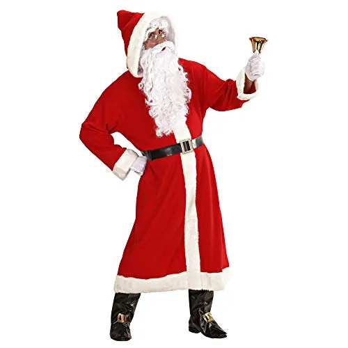 W WIDMANN MILANO Party Fashion 1544V - Weihnachtsmannkostüm - Kostüm-Outfits für Erwachsene, 6-teiliges Set mit Mantel, Gürtel, Stiefelüberziehern, Perücke und Bart für einen authentischen Nikolaus-Look, ideal für Weihnachten.