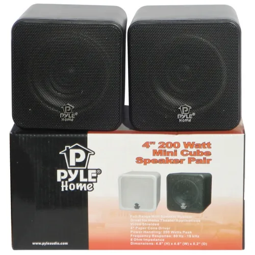 Kompakte Regallautsprecher 200W 8 Ohm Schwarz Mini Cube - Lautsprecher für kleine Räume, bieten exzellenten Klang und elegantes Design. Ideal für Musikliebhaber, Gamer und Filmliebhaber.