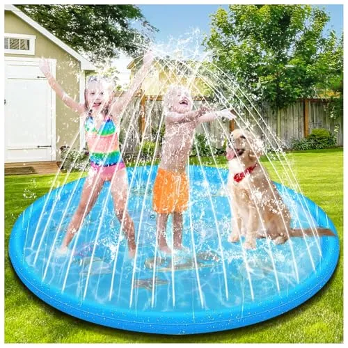 GLINKADO Splash Pad 170 cm – Wasserspielmatte für Sommer-Spaß - Große 170 cm Sprinkler-Wasserspielmatte für unvergessliche Sommermomente im Garten. Rutschfeste Oberfläche und langlebiges Material sorgen für sicheres Spielen. Einfach anzuschließen und ideal für die ganze Familie!
