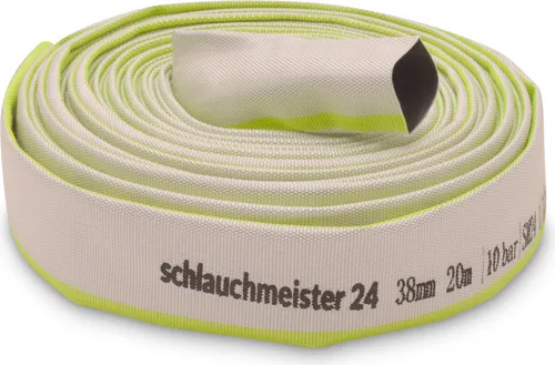 Industrieschlauch Ø 1 1/2 Zoll - 38 mm, 20 Meter - Flachschlauch für Industrie und Garten, robust und verrotungsfest, ideal für Tauch- und Schmutzwasserpumpen, Temperaturbereich -20°C bis +60°C.