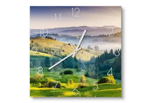DEQORI Wanduhr 'Blick über Karpaten' (Glas Glasuhr modern Wand Uhr Design Küchenuhr)