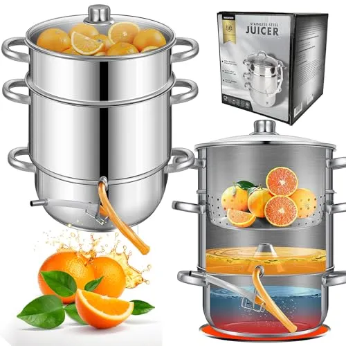 KARL HAUSMANN Dampfentsafter aus Edelstahl - 5L - Entsafter für alle Herdarten auch Induktionsgeeignet - Fruchtentsafter mit Glasdeckel - Topf Entsafter - Saftpresse - Juice Machine - Spülmaschinen