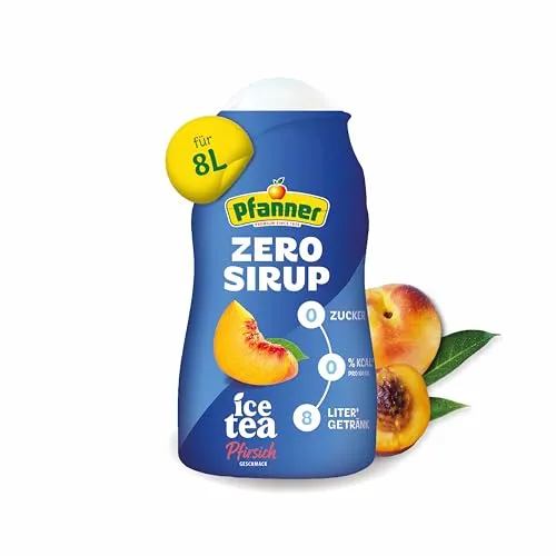 Pfanner Zero Sirup Ice Tea Pfirsich – Zuckerfreier Getränkesirup für 8 L Eistee - Genieße den fruchtigen Eisteegeschmack mit dem Pfanner Zero Sirup! Zuckerfrei und kalorienfrei, ideal zum individuellen Mischen für einen erfrischenden Genuss. Ergiebig und vielseitig einsetzbar – perfekt für jeden Anlass!