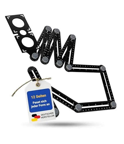 Karl Dahm® Winkelschablone - 12-seitiges Multi-Winkel Messlineal aus Aluminiumlegierung - Schablonen für Maler: Vielseitig einsetzbar mit 12 drehbaren Winkelpunkten für präzise Ergebnisse in technischen Zeichnungen und handwerklichen Arbeiten.