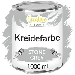 Creative Deco Grau Kreidefarbe für Möbel 1000 ml - Möbelfarbe, ideal für Renovierungen im Landhaus- und Vintage-Stil, wasserbasierte Formel, abwaschbar und ohne Schleifen anwendbar - perfekt für kreative Projekte.