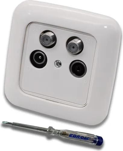 Busch Jäger ASTRO GUT400 Unterputz 4-Loch Dose 40-2400 MHz - Hochmoderne 4-Loch Stichdose für Radio, TV und SAT mit beeindruckendem Frequenzbereich von 40-2400 MHz. Ideal für stabile Übertragungen und einfache Montage in 55er Wanddosen.