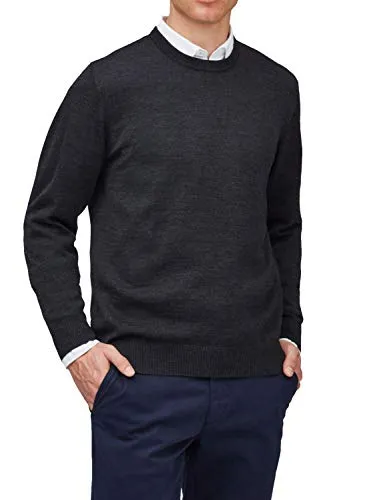 Maerz Herren Pullover 490500, Gr. 54, Grau (591) - Hochwertiger Rundhalspullover aus 100% Merinowolle, maschinenfest und pflegeleicht. Ideal für sportliche und klassische Outfits, perfekt verarbeitet für optimalen Tragekomfort.