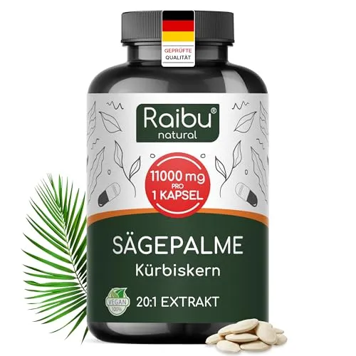 Saw Palmetto Extrakt Kapseln - 650 mg hochdosiert mit Kürbiskern - Pflanzliches Ergänzungsmittel Sägepalme, 550 mg Sägepalmenextrakt pro Kapsel für Männer, ergänzt mit 100 mg Kürbiskernextrakt - vegan und ohne Zusätze für eine einfache tägliche Unterstützung.