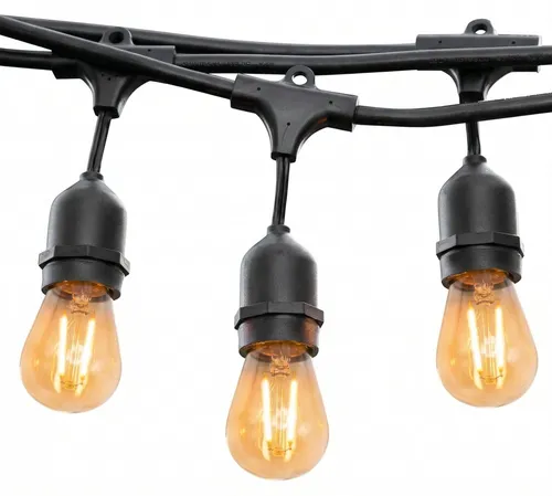 MAFY 20 LIGHT Lichterkette 10M - Weihnachtsbeleuchtung: Retro LED-Lichterkette mit E27-Sockel, ideal für Partys und besondere Anlässe, mit Haken zum einfachen Aufhängen.