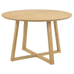 Mid.you Esstisch rund, 120 cm - Eiche furniert - Esstisch in Naturfarben, rund mit 120 cm Durchmesser, ideal für gemütliche Frühstücke mit bis zu 4 Personen. Der eckige Fuß und die geölte Eiche sorgen für einen modernen Look.