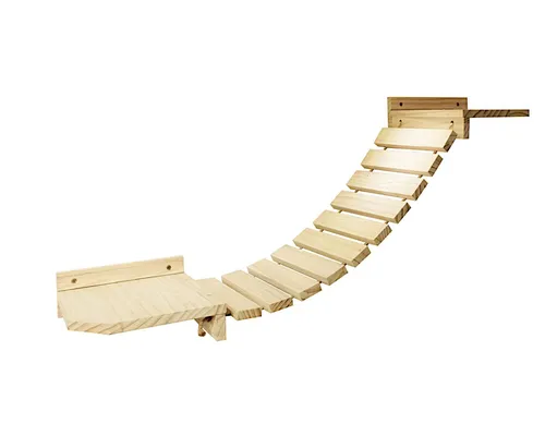 Wand Katzen Hängebrücke 55cm - Kletterbrücke für Katzen - Praktische Kletterwand für Katzen aus natürlichem Holz, ideal zur Förderung von Bewegung und Spiel. Mit 55 cm Länge und stabiler Wandbefestigung.