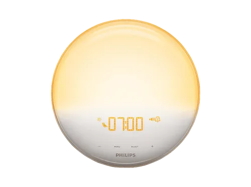 PHILIPS HF3532/01 SmartSleep Lichtwecker - Nachtlichter mit farbiger Sonnenaufgangssimulation und 7 natürlichen Wecktönen für ein sanftes Aufwachen und ein angenehmes Schlafumfeld.