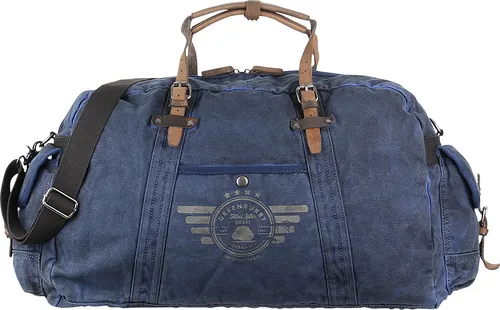Greenburry Vintage Aviator Weekender Reisetasche 65 cm - Rustikale Reisetasche aus gewaschenem Canvas mit Lederdetails, ideal für Abenteuerreisen mit praktischer Fronttasche.