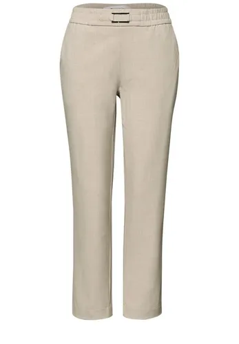 Street One Mid Waist Slim Leg Hose mit Schnalle Cobble Stone 42 - Modische Stoffhose im Loose Fit mit Slim Legs und praktischer Schnalle. Ideal für einen lässigen Look, bietet sie Komfort und Stil für jeden Anlass.