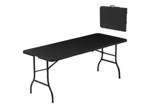 Albatros Buffettisch Klapptisch Schwarz/Rattan - Picknicktisch für bis zu 10 Personen, klappbar und platzsparend mit hohem Tragkraft – ideal für Bierzelt und Events.