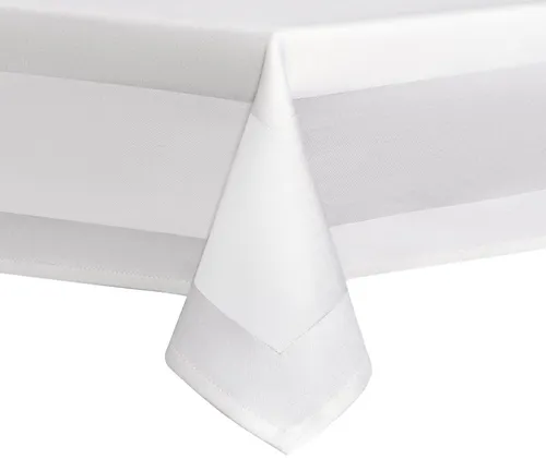 DecoHomeTextil Tischdecke 100% Baumwolle Damast Gastro Edition Weiß - Hochwertige Tischdecke in Gastronomie-Qualität, kochfest bis 95°C und ideal für den täglichen Einsatz in Restaurants und Hotels.