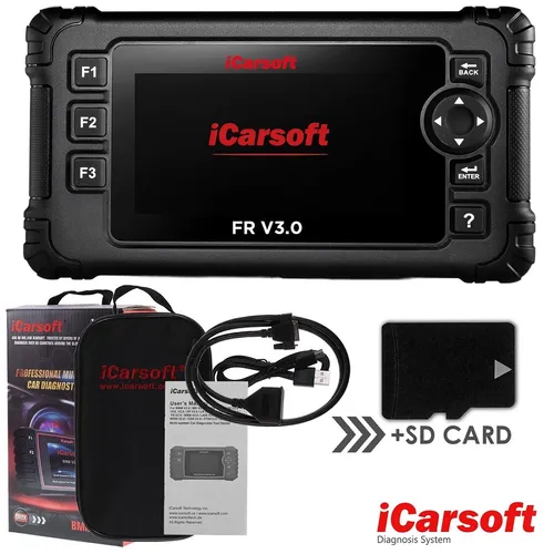 iCarsoft FR V3.0 – Leistungsstarkes Koffer-Diagnosewerkzeug für Peugeot, Citroen, Renault und mehr - OBD-II Diagnosewerkzeuge mit umfassender Fahrzeugdiagnose, ideal für französische und italienische Autos. Unterstützt ABS-Entlüftung, Injektor-Codierung und mehr.